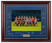 AFL Captains 2004. A framed photograph of all the AFL club captains for the 2004 season, with printed signatures of the captains in the mount. Presented to each of the captains by the AFL.