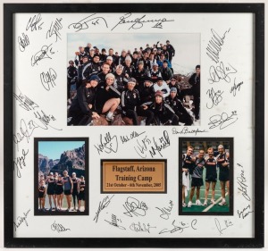 Flagstaff 2005. Framed presentation produced by Collingwood to commemorate the club’s training camp in Flagstaff, Arizona in 2005. Featuring three small photos from the camp, with autographs of players and staff in the mount.