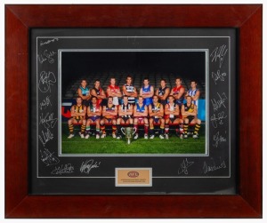 AFL Captains 2006. Framed photo of all the AFL club captains for the 2006 season, with original signatures of the captains in the mount. Presented to Nathan Buckley by the AFL.