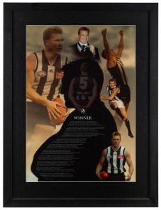“Winner”, framed & glazed display comprising images of Nathan Buckley together with an ode titled “Winner”, written by Rhonda Chouman, circa 2003.