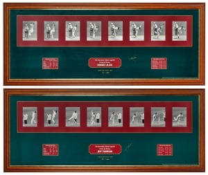 Two frame by frame limited edition prints featuring; Dennis Lillee (168/1500) and Jeff Thomson (185/1500). Both signed by the featured fast bowler and individually framed together with certificates of authenticity. Each overall 44 x 106cm