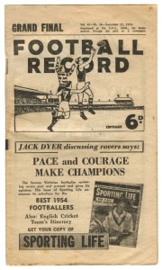 1948 - 1955 Football Records, comprising of 1948 1st Semi-Final (Collingwood v Footscray); 1951 1st Semi-Final (Essendon v Footscray); 1953 1st Semi-Final (Footscray v Essendon); 1953 Preliminary Final (Geelong v Footscray); the 1954 Grand Final (Footscray defeats Melbourne by 51 points); and two home-and-away Records from the same period. (Total: 7 items).
