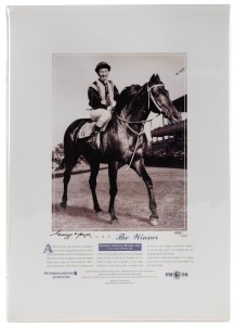 GEORGE MOORE "The Winner" five signed limited edition (#425-29/500) prints showing Moore riding "Tulloch", one of his major successes. Authenticated by PWC. Each overall 46 x 32cm.