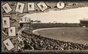 "FIRST TEST MATCH, SYDNEY DEC.18, 1920" panoramic photographic print by Alan Row & Co., Argyle St., Sydney, depicting the crowd of 40,000 watching the Australian batsmen, Macartney and Bardsley, with the Englishmen in the field. In original frame and laid - 2