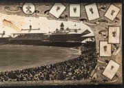 "FIRST TEST MATCH, SYDNEY DEC.18, 1920" panoramic photographic print by Alan Row & Co., Argyle St., Sydney, depicting the crowd of 40,000 watching the Australian batsmen, Macartney and Bardsley, with the Englishmen in the field. In original frame and laid - 4