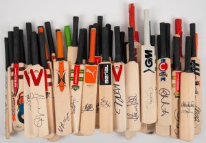 Signed miniature cricket bats, each with its own Certificate of Authenticity (44 items)