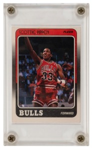 SCOTTIE PIPPEN Chicago Bulls, 1988 Fleer #20 Rookie Card; slabbed; looks excellent.