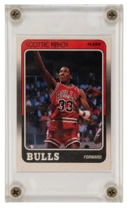 SCOTTIE PIPPEN Chicago Bulls, 1988 Fleer #20 Rookie Card; slabbed; looks excellent.