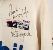 HOLDEN (MOBIL) RACING TEAM SHIRT, 1985-86, signed by Peter Brock, Mark Skaife, Craig Lowndes, Todd Kelly, Jason Bright and Greg Murphy. - 2