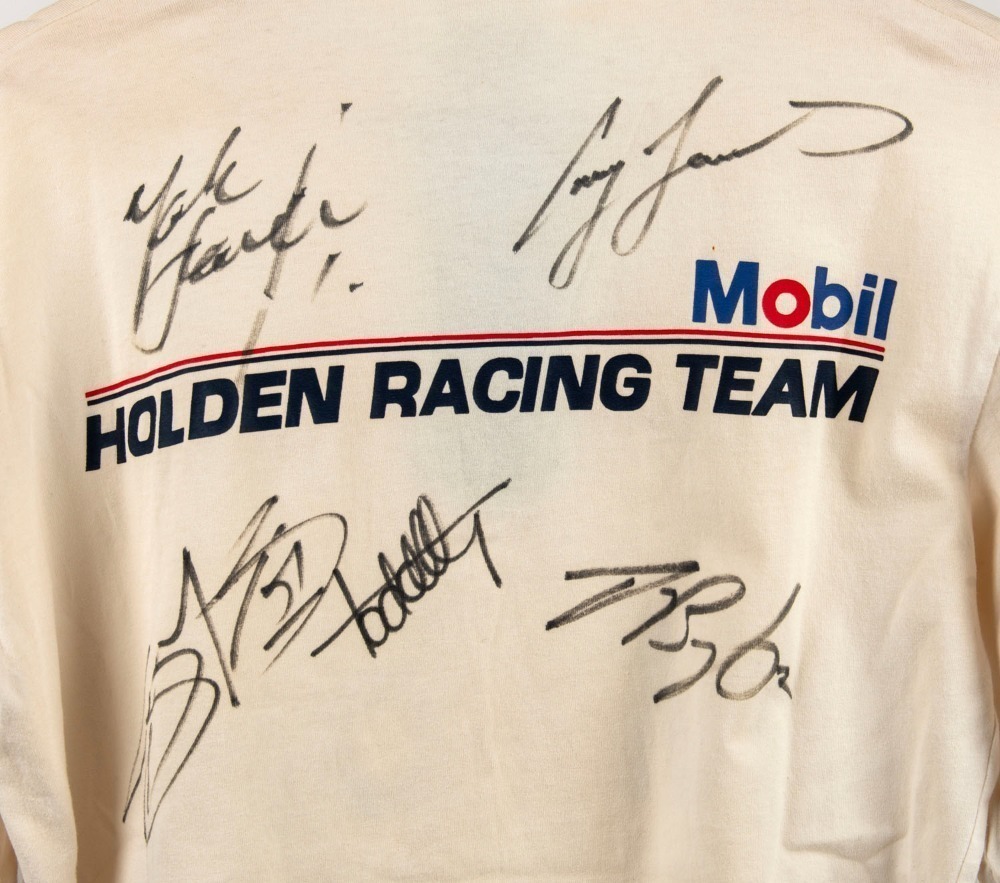 HOLDEN (MOBIL) RACING TEAM SHIRT, 1985-86, signed by Peter Brock, Mark ...