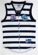 GEELONG FOOTBALL CLUB HERITAGE ROUND GUERNSEY (No.9) worn by James Kelly in Round 20, Geelong v Melbourne, 13th August 2005. Signed by Kelly and with an accompanying CofA signed by Brian Cook, Geelong Chief Executive. - 3
