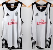 Collingwood training singlets, circa 2010-12. As previous, but with Fly Emirates to front panels and CGU to backs.&nbsp;Sizes XL and M. (2 items).