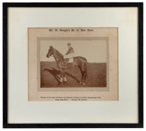 A collection of five photographs, comprising of H.Neagle's Bon Reve 1918, with Rider Stan Reid; Beechwood, winner at Randwick 1935, with rider Ray Wilson; Zuyder Zee, Winner of King's Cup Calcutta 1936, Rider Ray Wilson; Mas' Antibes, Winner of Viceroy Cup Calcutta 1936, Rider Ray Wilson; The Trump wins Melbourne Cup 1937; all attractively framed and glazed.