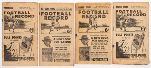 1956 - 58 Football Records, comprising of the 1956 1st Semi-Final (Geelong v Footscray); the 1956 Grand Final (Melbourne defeats Collingwood by 73 points); May 11, 1957 (Essendon v Footscray); and the 1958 Grand Final (incomplete; Collingwood defeats Melb