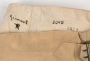 An early pair of Clarrie Grimmett's pure wool cricket flannel trousers; with his name in manuscript to the back inside waistband; maker unknown. - 2