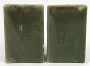 MELROSE WARE pair of green glazed face mask bookends, stamped "Melrose Ware, Australian", ​​​​​​​18cm high - 3