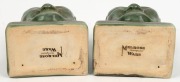 MELROSE WARE pair of green glazed face mask bookends, stamped "Melrose Ware, Australian", ​​​​​​​18cm high - 5