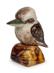 GRACE SECCOMBE pottery statue of a kookaburra on a log, incised "G. S. Aust.", 8.5cm high