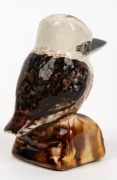 GRACE SECCOMBE pottery statue of a kookaburra on a log, incised "G. S. Aust.", 8.5cm high - 3
