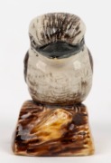 GRACE SECCOMBE pottery statue of a kookaburra on a log, incised "Grace Seccombe, N.S.W., Australia" with original paper label "No.2, Grace Seccombe", 7cm high - 2