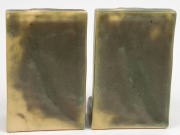 MELROSE WARE "Tragedy" green glazed pottery bookends, stamped "Melrose Ware, Australian", 17.5cm high - 4