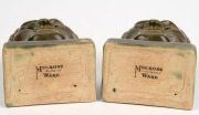 MELROSE WARE "Tragedy" green glazed pottery bookends, stamped "Melrose Ware, Australian", 17.5cm high - 5