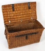 An antique field hospital first aid cane trunk with metal fittings and rope handles, emblazoned with broad arrow mark on reverse, 19th/20th century, purported to have come from Her Majesty's Prison, Pentridge, Melbourne, 49cm high, 80cm wide, 41cm deep - 2