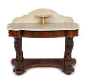 An antique Australian fiddleback blackwood washstand with mable top, Melbourne origin, 19th century, 
