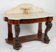 An antique Australian fiddleback blackwood washstand with mable top, Melbourne origin, 19th century,  - 2