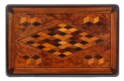 JEWEL & SONS (attributed) of Christchurch, New Zealand, parquetry specimen top occasion table inlaid with New Zealand forest timbers and stained kauri pine base, late 19th century, ​​​​​​​74cm high, 70cm wide, 56cm deep - 2