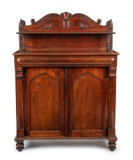 A fine Colonial Australian cedar chiffoniere with Thomas Hope scroll back, full cedar construction, with beautiful colour and patination, New South Wales origin, circa 1840, 154cm high, 114cm wide, 51cm deep