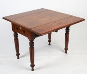 An antique Anglo-Indian padouk and cedar two drawer Pembroke table with reeded and acanthus carved legs, circa 1830, 73cm high, 59cm wide (extends to 104cm open), 91cm deep - 2