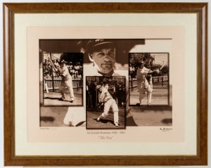 DON BRADMAN commemorative poster, limited edition with CofA verso. Attractively framed and glazed 83 x 104cm overall.