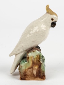 GRACE SECCOMBE rare pottery statue of a sulphur crested cockatoo, 13cm high