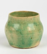 KILLARNEY SCHOOL (Hobart) green glazed pottery vase by MYLIE PEPPIN, incised "Killarney, Hobart, '47", 7cm high