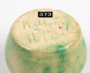 KILLARNEY SCHOOL (Hobart) green glazed pottery vase by MYLIE PEPPIN, incised "Killarney, Hobart, '47", 7cm high - 2