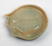 ARTIST&nbsp;UNKNOWN blue glazed pottery mermaid dish, incised with artist's monogram (illegible) and appears to be dated "'35", 13cm wide - 3