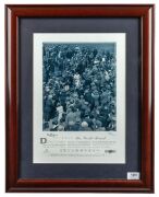 DON BRADMAN: "Bradman - The World Record", display comprising picture of Bradman leaving the field after his world record 334 in the 1930 Headingly Test, signed by Bradman at lower left, limited edition 355/1000, window mounted, framed & glazed, overall 4