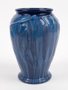 MELROSE WARE blue glazed pottery gum leaf vase, 23cm high - 2