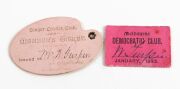 1896-97 SINGER CRICKET CLUB Member's Ticket issued to Mr. W. Turpin; printed by G.A. Green, Melbourne. Also, Mr. Turpin's 1893 membership ticket for the Melbourne Democratic Club. (2 items).