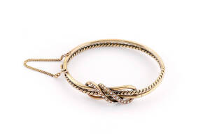 EDWARDIAN BANGLE: 14ct gold and seed pearl. 11 grams.