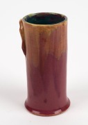 PAMELA impressive cylindrical&nbsp;pottery vase glazed in pink, green, yellow, and blue, incised "Pamela Hand Made, 1934", 17cm high - 3