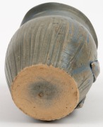 REMUED early pottery vase with applied gumnuts and leaves, and linear decoration, glazed in grey and blue, 9.5cm high - 3