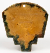 BOSLEY&nbsp;pottery wall pocket with applied kangaroo decoration and sponge work glaze, impressed factory mark to reverse, 16cm high - 2