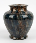 DISABLED SOLDIERS POTTERY baluster shaped vase with mottled brown and blue glaze, no mark visible, 19cm high  - 2