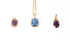 PENDANTS: Three 9ct gold and paste pendants.