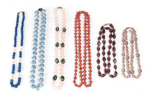 NECKLACES: Beaded necklaces including Chinese porcelain and Italian glass.