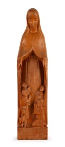 LEOPOLDINE MIMOVICH (1920-2019), (Madonna & Figures), carved huon pine, signed "L. Mimovich", 64cm high