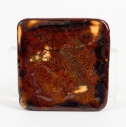 JOHN CAMPBELL rare WWII pottery ashtray, adorned with the colour patch of the 2/9th Australian Armoured Regiment, circa 1942, incised "John Campbell, Tasmania", ​​​​​​​11cm wide - 3