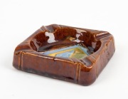 JOHN CAMPBELL rare WWII pottery ashtray, adorned with the colour patch of the 2/9th Australian Armoured Regiment, circa 1942, incised "John Campbell, Tasmania", ​​​​​​​11cm wide - 4